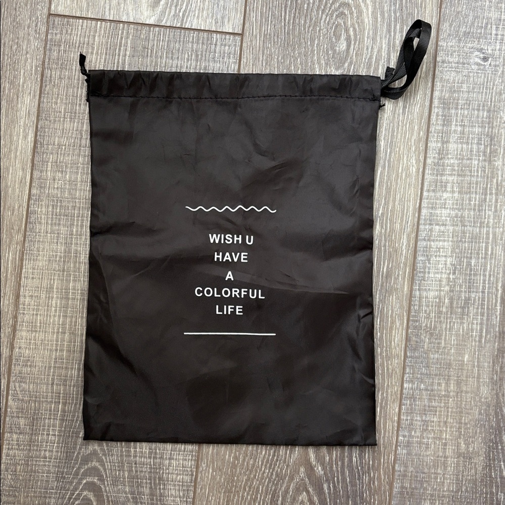 Black Drawstring Bag with Inspirational Quote